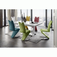 Lot de 2 chaises ALBI - tissu pétrole - piètement luge en tube chrome - design chic et moderne_1