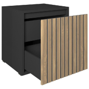 Meuble Vertigo T03 2 tiroirs à l'anglaise MDF noir et olivier 60x47x60 cm_1