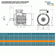 Moteur électrique Triphasé 230/400v 2.2 Kw 1500 Tr/min - Mh3100l4b3 Alu Bride B3 - Bobinage Cuivre_1