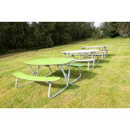 Table de pique-nique Linnea HPL - 8101055 - Hags - Vert/galvanisé - Montage en 1 heure - Dimensions 1760x1720x730 mm_1
