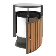 Corbeille publique avec porte verrouillable - OGMA - 2 bacs acier galvanisé - 2 x 39L_1