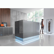 Banque d'accueil lumineuse LINEA version droite, coloris noir - MDD - Support moniteur, Noir_2