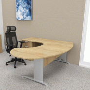 Bureau ergonomique et caisson intégré Sigma - Mobel Linea - 220, Alu, Gauche, 3 tiroirs, Chêne veiné_0