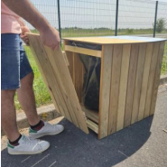 Poubelle tri sélectif - Corbeille Poitevine - 2 x 100L - Pin traité autoclave classe 4 - Dimensions L820 x P520 x H750 mm_1