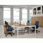 Bureau bench 4 personnes Practika P2 - Quadrifoglio - Alu, Blanc, Sans, 280_1