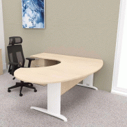 Bureau ergonomique et caisson intégré Sigma - Mobel Linea - 220, Blanc, Chêne moyen , Gauche, 4 tiroirs_0