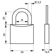 Cadenas à clé Thirard - Type 1 - 35 mm - Corps en laiton monobloc - Anse acier cémenté - Garantie 10 ans_1