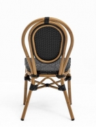 Chaise de terrasse LEPIC - tressage noir en aluminium et cannage polyrotin - légère, empilable et résistante_1