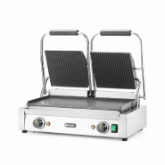 Grill de contact modèle double sup rainuré inf lisse 475x230mm HENDI_1