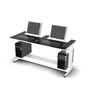 Table informatique ergonomique et sécurisée avec écran semi-encastré - DATA - Fabrication française, piètement réglable et choix de finitions_1