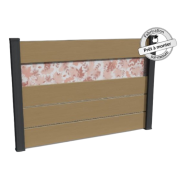 Clôture composite ajourée originale avec bandeau imprimé Aveiro - Résistante aux UV, entretien minimal, sur-mesure_1