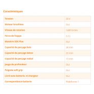 Perforateur & burineur - Feider FMPB20V - sans fil 20V - moteur brushless - force de frappe 2.2J_1