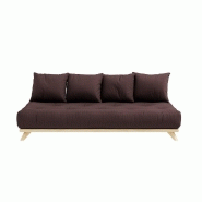 Canapé convertible futon Senza - Pin naturel - Marron - Couchage 90 x 200 cm - Marque KARUP_1