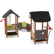 Structure multi-jeux pour enfants 1 à 5 ans - Unimini Iza 8046481 - HAGS - Poteaux bois et panneaux HPL, beige_1