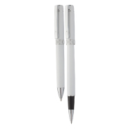 Set écriture - Stylo à bille et roller en aluminium avec finition brillante - Livré en boîte cadeau noire_1