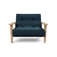 Innovation Living - Fauteuil design Splitback Frej Argus Navy Blue convertible en lit 90x115 cm avec accoudoirs en chêne clair_1