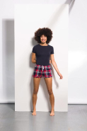 Short femme à motif tartan - flanelle 100% coton - Réf: SK082 - Skinni Fit_1
