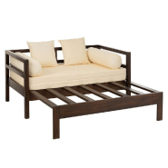Sofa convertible lit Gadra - bois de manguier, matelas et coussins inclus_1