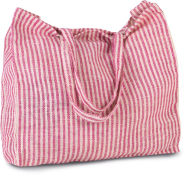 Sac shopping à rayures en juco - Kimood - Réf: KI0236 - Poche intérieure zippée - Poignées 55 cm_1
