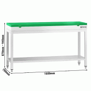 Table inox de découpe avec plan vert - Profondeur 700 mm | Ggm - 1600_1