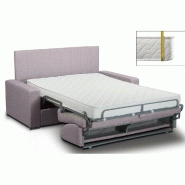 Canapé 4 places convertible Deauville - ouverture express - matelas 16 cm en mousse visco-élastique - cuir vachette parme avec tête de lit intégrée_1