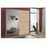 Dressing portes coulissantes Clapton 135 cm - chêne et miroir avec penderie et étagères_1