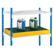 Étagère pour bacs de rétention légers - ETPLAS175/100-C - 4 niveaux modulables avec poteaux et tablettes tubulaires_1