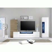 Étagère design Verona - MDF décor chêne avec 4 tablettes à gauche et 3 à droite_1