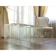 Tables basses gigognes LENA - verre courbé transparent - résistantes aux rayures - épaisseur 10 mm_1