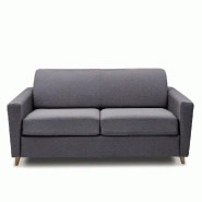 Canapé convertible express VIRGOLA - Matelas 16 cm - Sommier métallique 140 cm - Tissu tweed gris_1