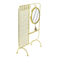 Porte bijoux métal or avec miroir suspendu_1