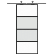 Vidaxl porte coulissante noir 90x205 cm verre trempé aluminium 155220_1
