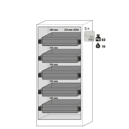 Armoire de sécurité anti-feu Q-PEGASUS-90 - modèle Q90.195.090.WDAC - Réf 30042-041-33628 - Type 90, portes battantes, testée NF EN 14470-1_1