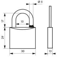 Cadenas à clé type 1 - 30 mm - Laiton chromé anticorrosion - Anse inoxydable - Thirard_1