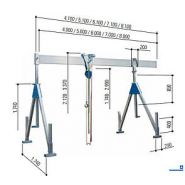 Portiques en aluminium stationnaires Schilling - 1.000 kg et 1.500 kg - avec montants pliables et chariot blocable_1