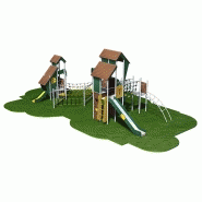 Structure de jeux 4 tours - Gamme Terra - TE41805I - 6 tours, toboggans et ponts de corde_1
