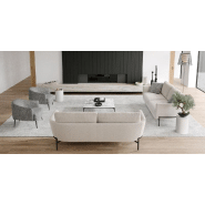 Canapé fixe Hudson OLTA 2 - Blanc cassé beige avec piètement en acier - Medium - Structure en bois de pin et mousse à mémoire de forme_1