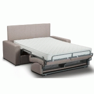 Canapé-lit BELLE EPOQUE - Convertible CanapExpress - Matelas mémoire 22 cm - Velours beige - Tête de lit intégrée_1