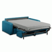 Canapé convertible express MASTER 140 cm - Matelas 18 cm - Tissu velours bleu paon_1
