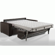 Canapé convertible Premium 140 cm - Sommier à lattes Renatonisi - Matelas Bultex - Cuir vachette marron chocolat_1