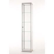 Vitrine colonne argent l 40 cm avec porte battante securisee