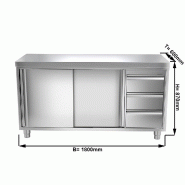 Meuble bas inox cental P 600 mm avec portes et tiroirs - 1800, A droite_1