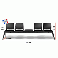 Poutre d'accueil en polypropylène Adela - Sokoa - 4 places + 1 tablette_1