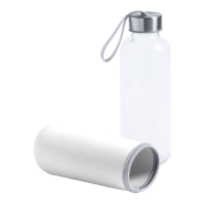 Gourde de sport en verre 420 ml - néoprène rouge avec dragonne_1