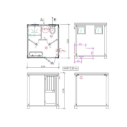 Bloc sanitaire préfabriqué de chantier - WC, lavabo double avec eau froide et chaude, et espace douche - Assemblé en France_1