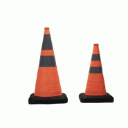 Cône de signalisation pliable lesté avec LED intégrée - 70 cm - bandes réfléchissantes et base en caoutchouc_1