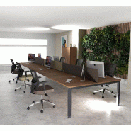Bureau 6 personnes Tempo - Mobel linea - Anthracite, Acacia foncé, 420_0