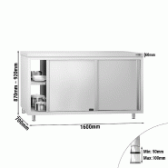 Meuble bas inox central traversant passe-plat P 700 mm - 1600_1