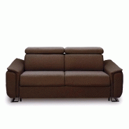 Canapé convertible express Réaumur 140cm - Matelas 16cm - Pieds luge - Polyuréthane marron - Fabrication italienne_1