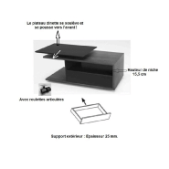 Table basse relevable avec tiroir ESSEN 110x65 cm - Chêne poutre et intérieur laqué blanc mat_1